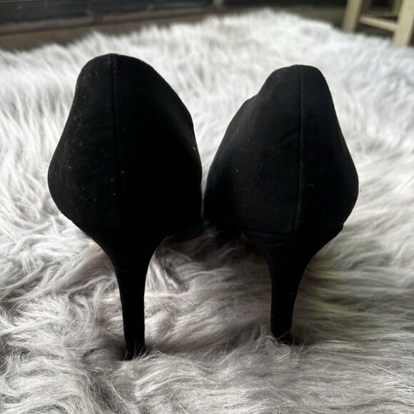 FOREVER 21 Heels Sz 6.5 Pointed Closed Toe Black Suede Pump Stilettos Career - Picture 3 of 6